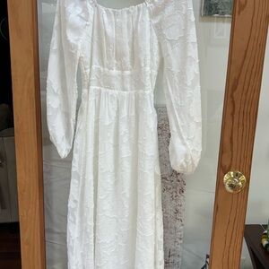 Amazon White Floral Long Sleeve Dress